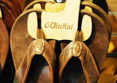 Olukai flipflops on display